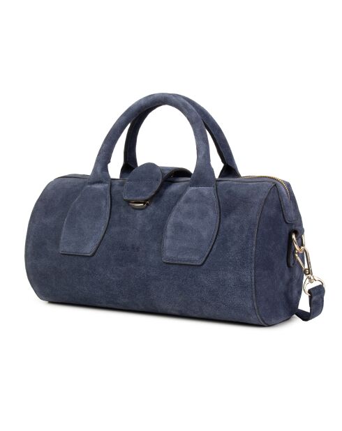 Blauwe Flola V leren bowlinghandtas - 29x15x13,5 cm