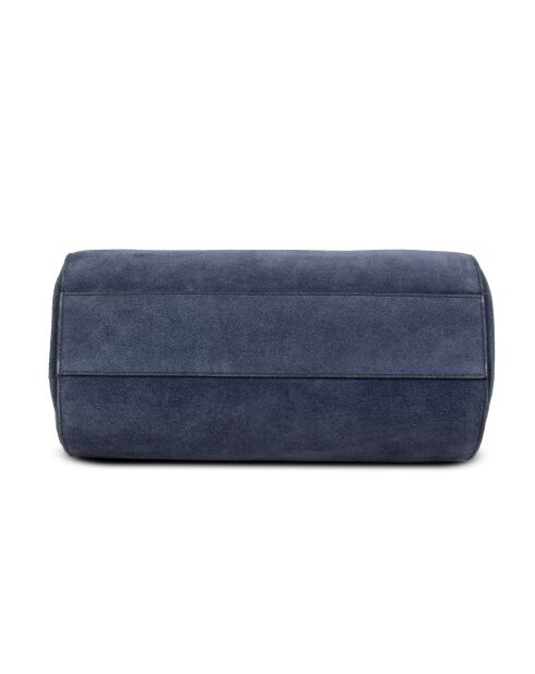 Blauwe Flola V leren bowlinghandtas - 29x15x13,5 cm