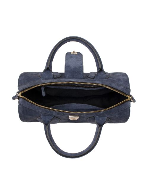 Blauwe Flola V leren bowlinghandtas - 29x15x13,5 cm