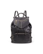 Sac à dos en Cuir Sena Buff noir - 33x35x13 cm