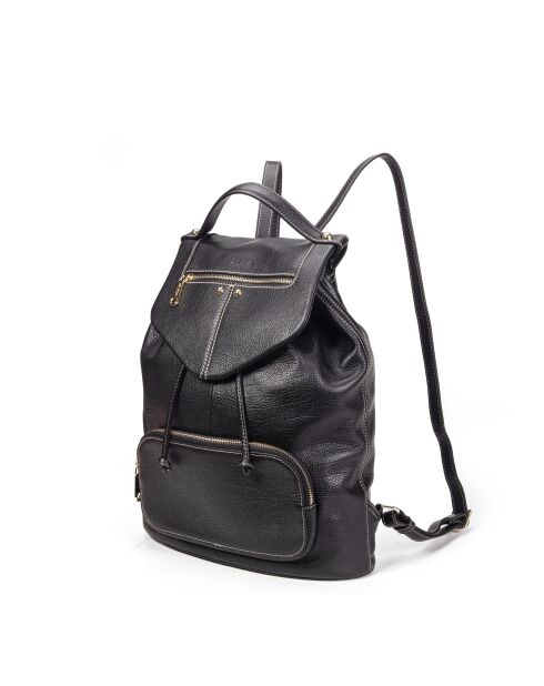 Sac à dos en Cuir Sena Buff noir - 33x35x13 cm