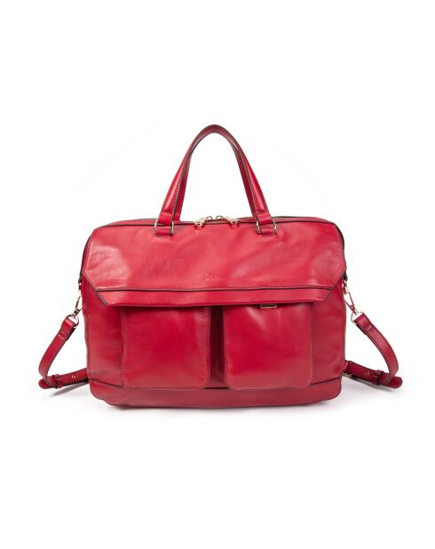 Fiona GL karmijnrode leren boodschappentas - 34x22x13 cm