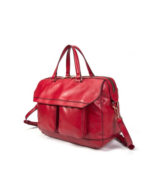 Fiona GL karmijnrode leren boodschappentas - 34x22x13 cm