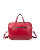 Fiona GL karmijnrode leren boodschappentas - 34x22x13 cm