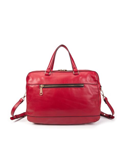 Fiona GL karmijnrode leren boodschappentas - 34x22x13 cm