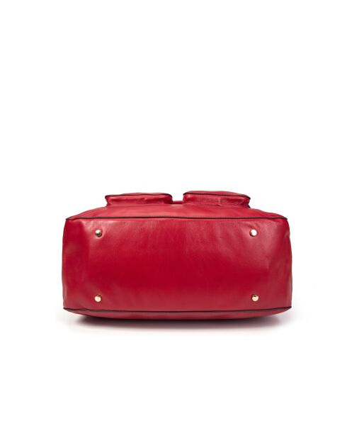 Fiona GL karmijnrode leren boodschappentas - 34x22x13 cm