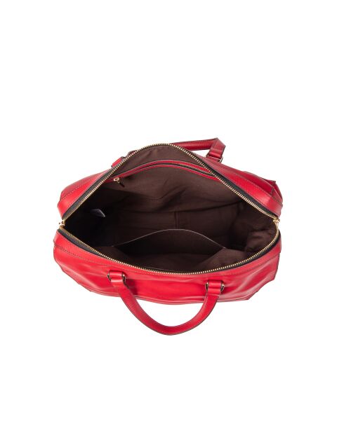 Fiona GL karmijnrode leren boodschappentas - 34x22x13 cm