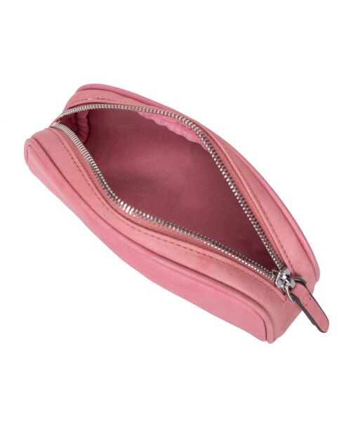 Trousse en Cuir Naely rose blush - 19,5x7,5x5 cm