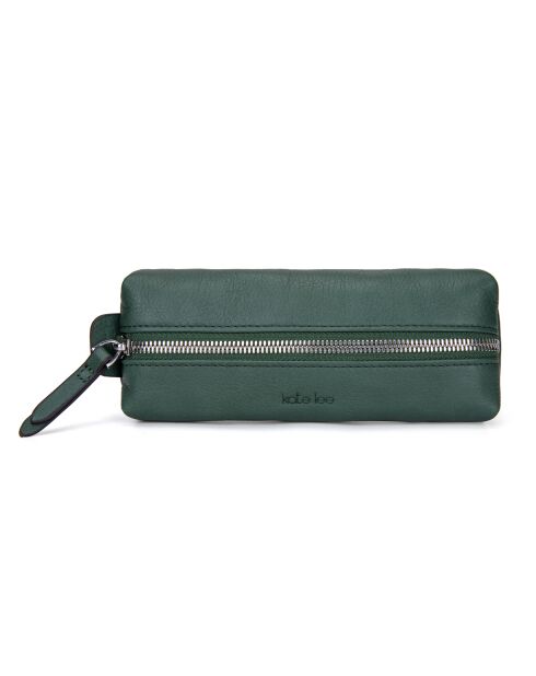 Trousse en Cuir Lea vert sapin - 19x7x4 cm