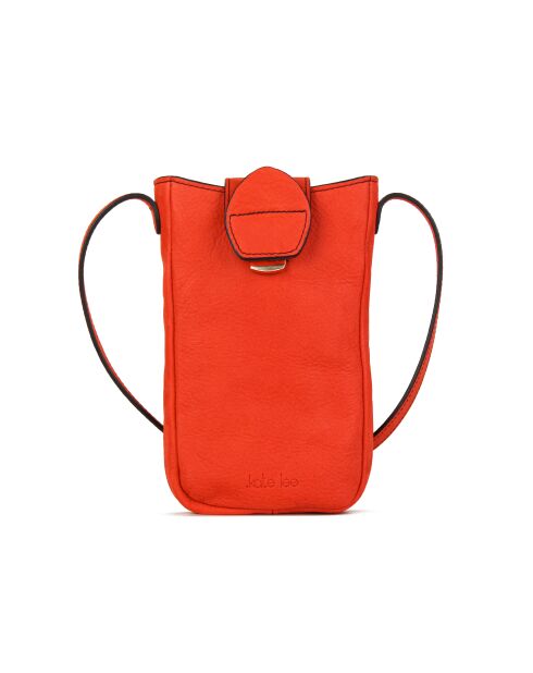 Pochette téléphone en Cuir Fiolaine orange - 11,5x17,5x1,5 cm
