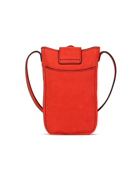 Pochette téléphone en Cuir Fiolaine orange - 11,5x17,5x1,5 cm