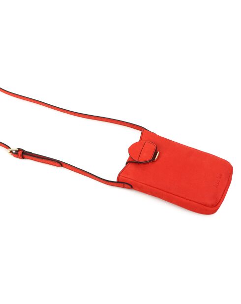 Pochette téléphone en Cuir Fiolaine orange - 11,5x17,5x1,5 cm