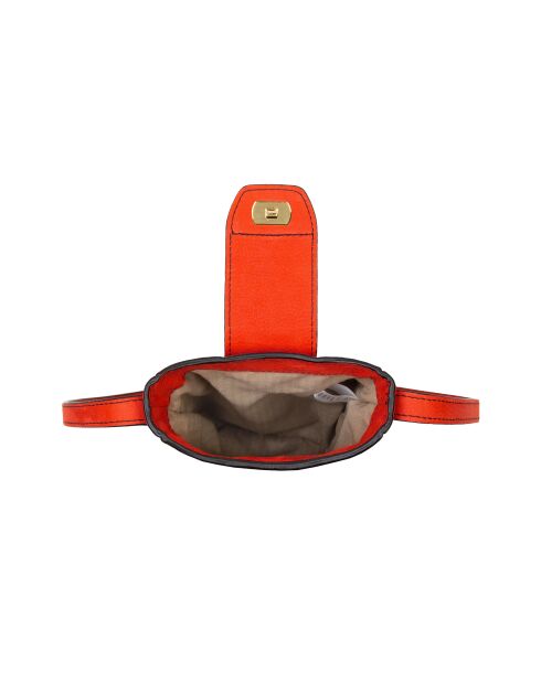Pochette téléphone en Cuir Fiolaine orange - 11,5x17,5x1,5 cm