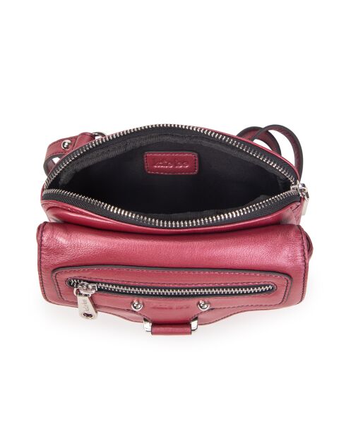 Hena Z karmijnrode leren schoudertas - 17,5x10x6 cm