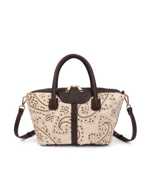 Julyet Fur Perfoce ecrufarbene Handtasche - 24,5 x 18 x 10 cm