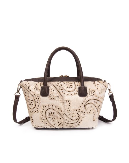 Julyet Fur Perfoce ecrufarbene Handtasche - 24,5 x 18 x 10 cm