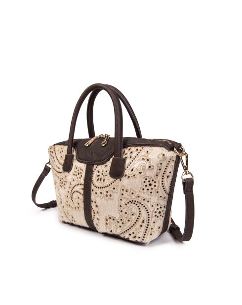 Julyet Fur Perfoce ecrufarbene Handtasche - 24,5 x 18 x 10 cm