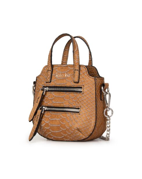 Velyane SE Mini-Handtasche aus Leder braun grau - 11x9x5 cm