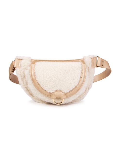 Beige leren heuptas van Ully Fur - 20x12x2,5 cm
