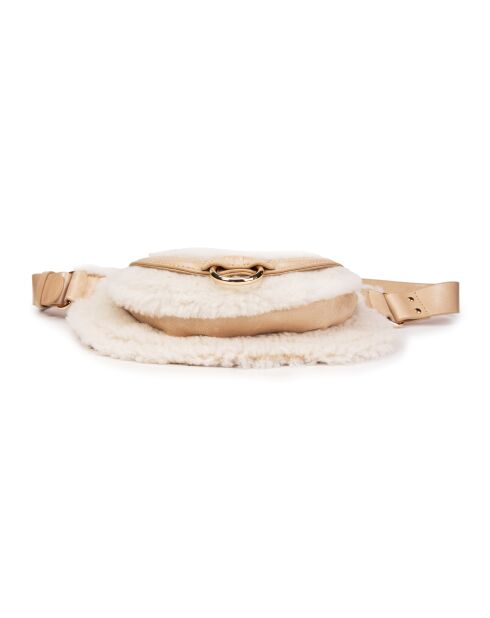 Beige leren heuptas van Ully Fur - 20x12x2,5 cm