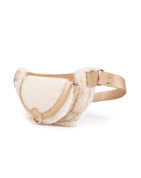 Beige leren heuptas van Ully Fur - 20x12x2,5 cm