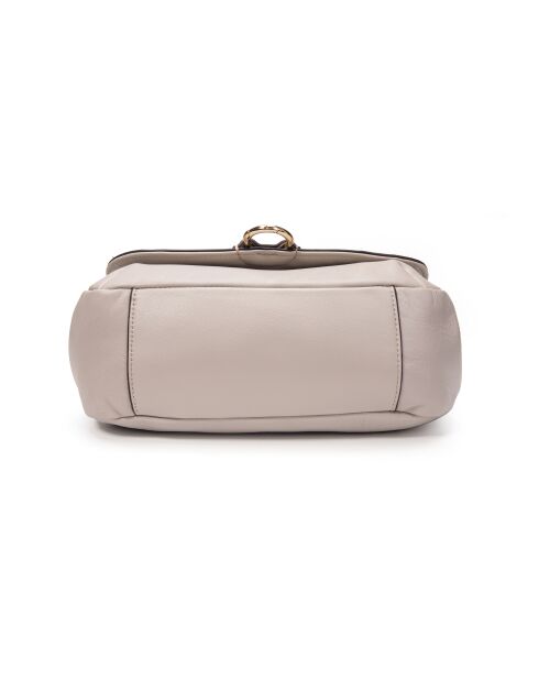 New Ully GL Schultertasche aus ecrufarbenem Leder, 25 x 13 x 9 cm