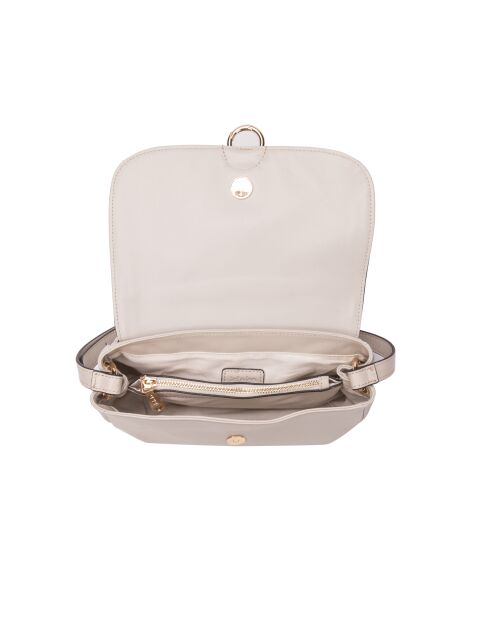 New Ully GL Schultertasche aus ecrufarbenem Leder, 25 x 13 x 9 cm