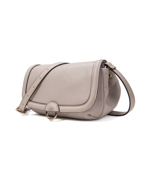 New Ully GL Schultertasche aus ecrufarbenem Leder, 25 x 13 x 9 cm