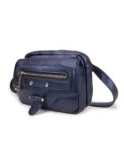 Hena Z Franse blauwe leren schoudertas - 17,5x10x6 cm