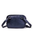 Hena Z Franse blauwe leren schoudertas - 17,5x10x6 cm