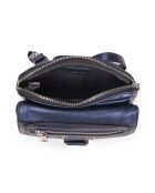 Hena Z Franse blauwe leren schoudertas - 17,5x10x6 cm