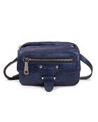 Hena Z Franse blauwe leren schoudertas - 17,5x10x6 cm