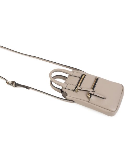 Pochette téléphone en Cuir Velya grege - 12,5x16,5x2,5 cm