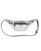 Zilverkleurig leren heuptasje - 20x12x6 cm