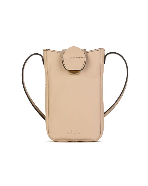 Pochette téléphone en Cuir Fiolaine nude - 11,5x17,5x1,5 cm
