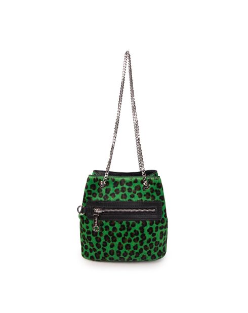 Mini Kacy fur leo groene leren schoudertas - 17x17,5x8 cm