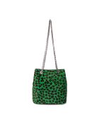 Mini-Schultertasche Kacy aus Leder in Leo-Design, 17 x 17,5 x 8 cm, Grün
