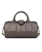 Flola G grijze leren bowlinghandtas - 29x15x13,5 cm