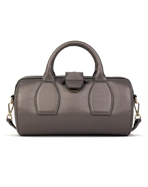 Flola G Bowlinghandtasche aus grauem Leder - 29x15x13,5 cm