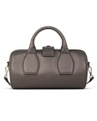 Flola G grijze leren bowlinghandtas - 29x15x13,5 cm