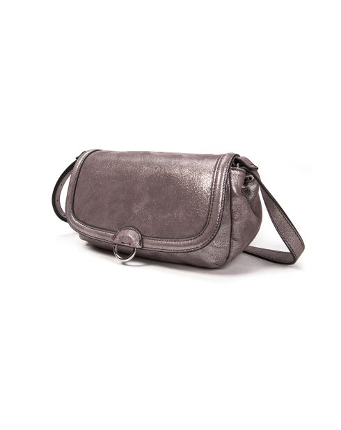 New Ully Schultertasche aus grauem Glitzerleder - 25x13x9 cm