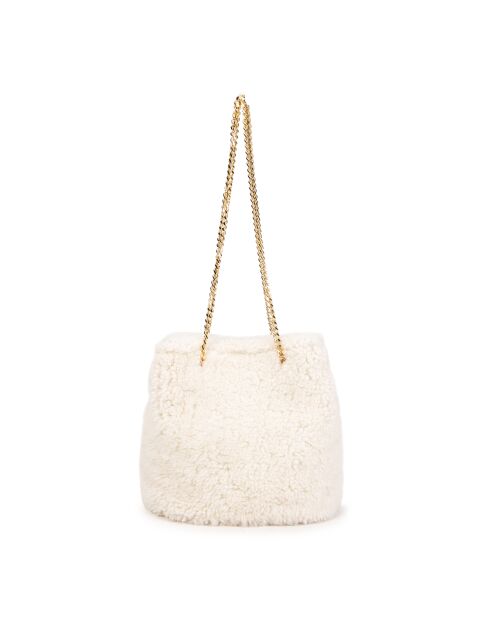Mini Kacy beige leren schoudertas - 17x17,5x8 cm