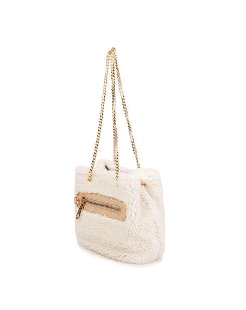 Mini Kacy beige leren schoudertas - 17x17,5x8 cm