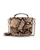 Emelyne SE Mini-Handtasche aus Leder in Braun-Beige - 9x11x4 cm