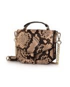 Emelyne SE Mini-Handtasche aus Leder in Braun-Beige - 9x11x4 cm