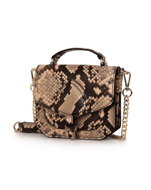 Emelyne SE leren mini kleine handtas bruin beige - 9x11x4 cm