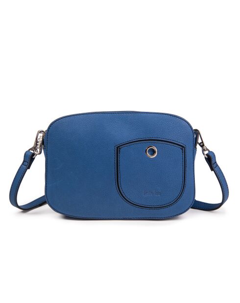 Renee VC azuurblauwe leren schoudertas - 23x14x8 cm