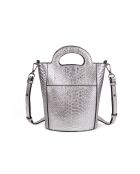 Cannes SE zilveren leren handtas - 18x22x9,5 cm