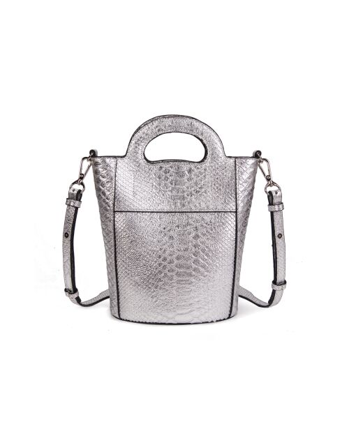 Cannes SE Handtasche aus silbernem Leder - 18x22x9,5 cm