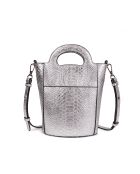 Cannes SE zilveren leren handtas - 18x22x9,5 cm